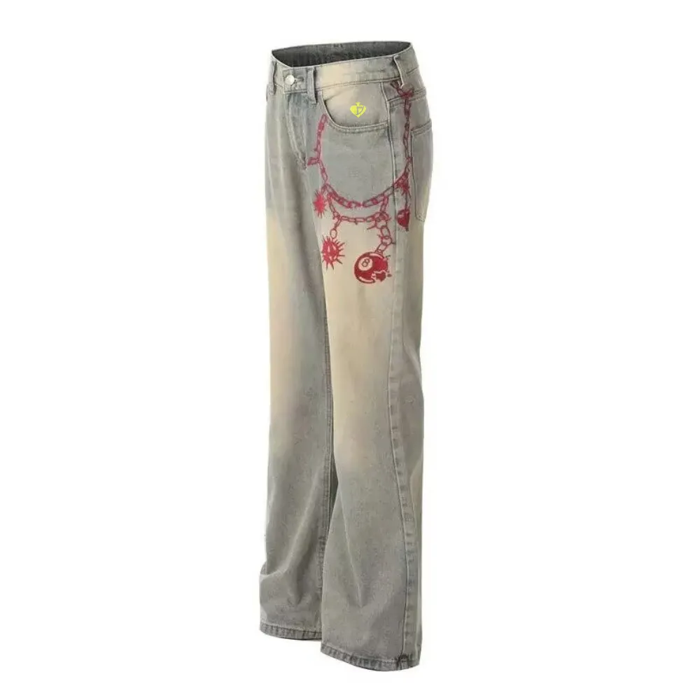 DF|Heavy Chain Embroidery Jeans