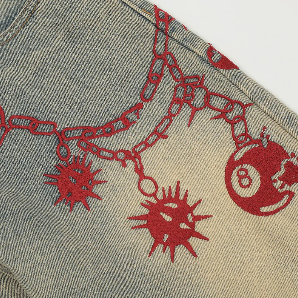 DF|Heavy Chain Embroidery Jeans