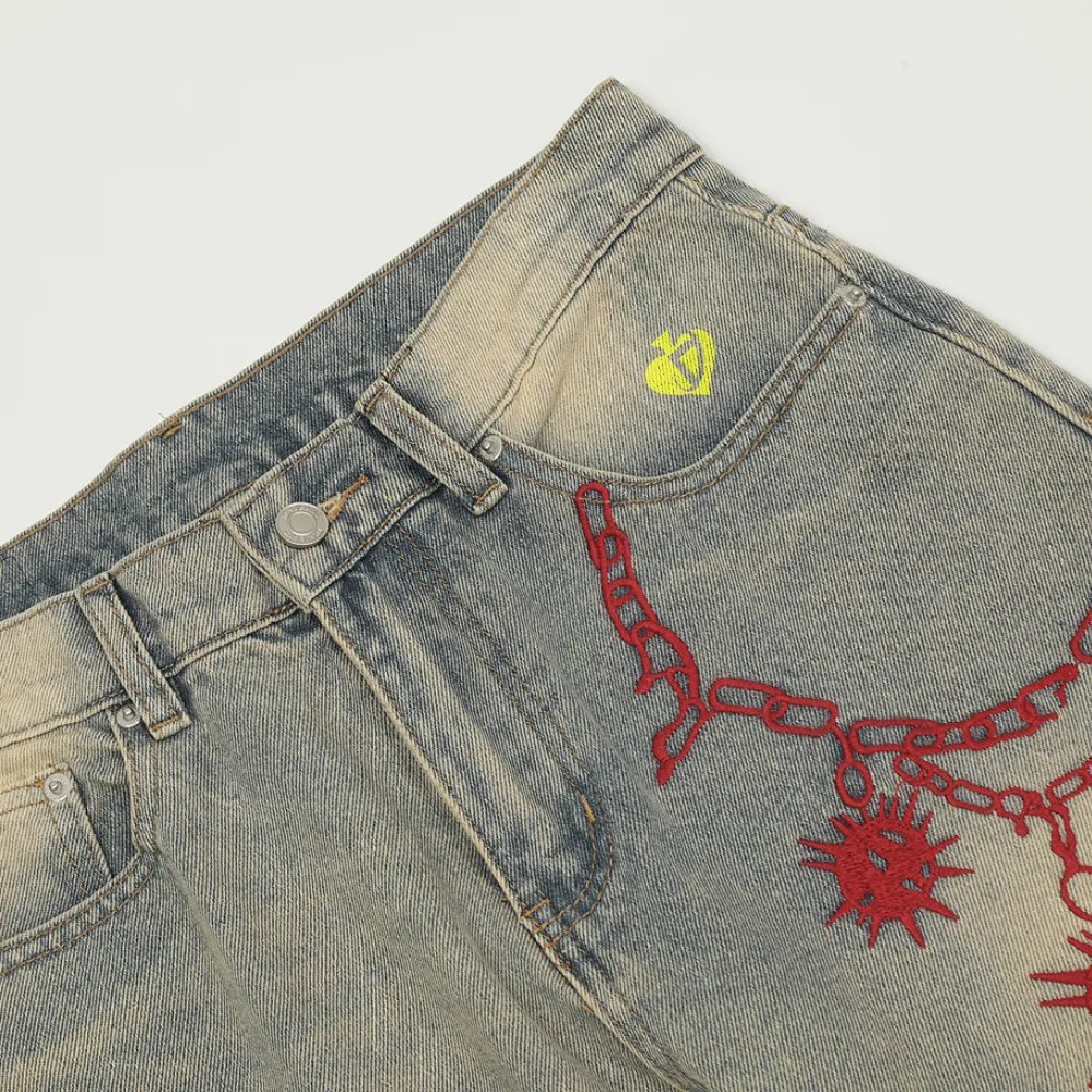DF|Heavy Chain Embroidery Jeans