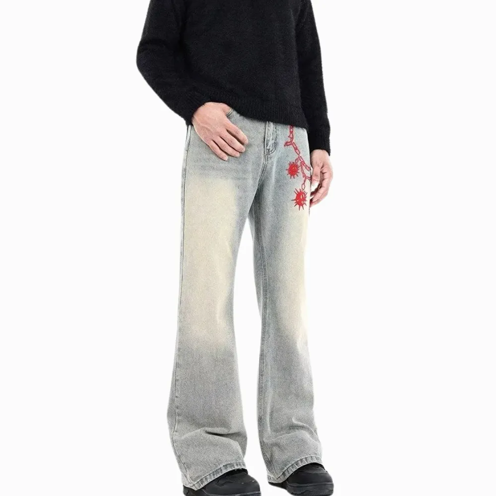 DF|Heavy Chain Embroidery Jeans