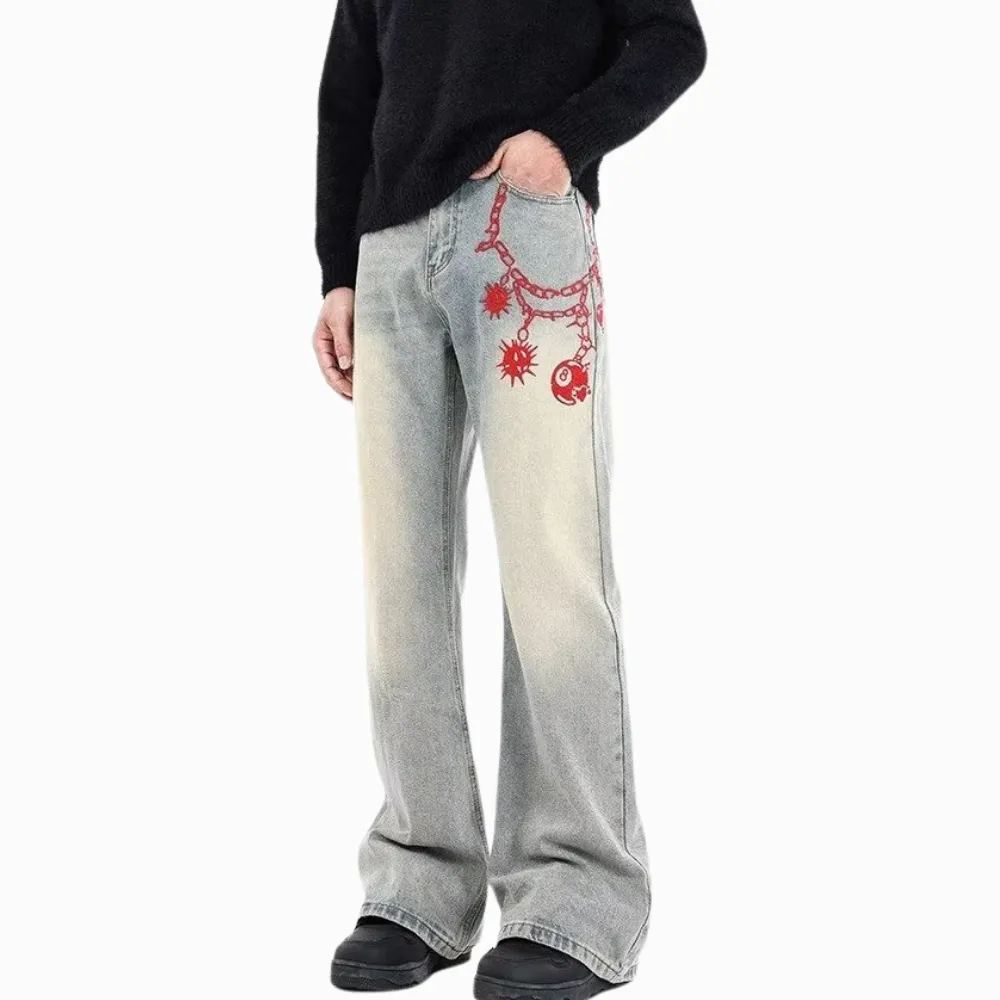 DF|Heavy Chain Embroidery Jeans