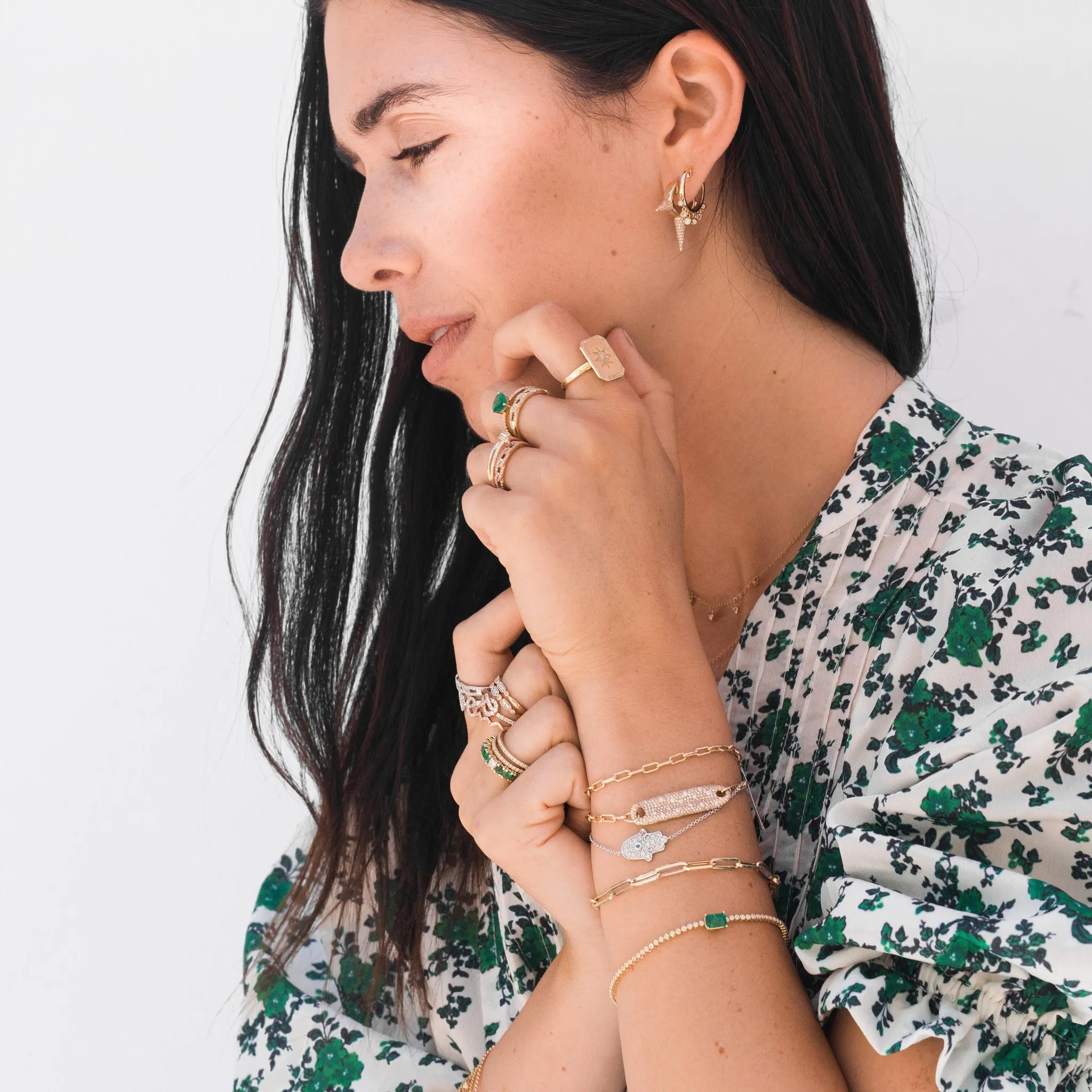 Diamond 3 Spike Huggie Earring