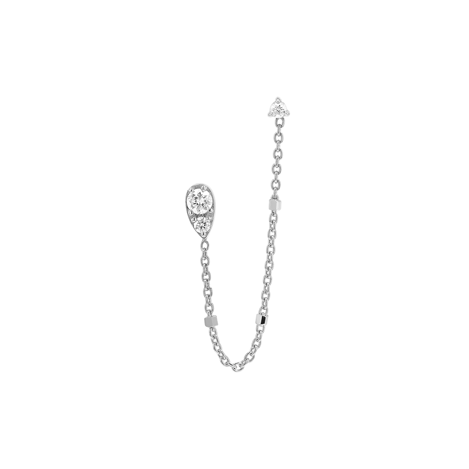 Diamond Pear Chain Duo Stud Earrings