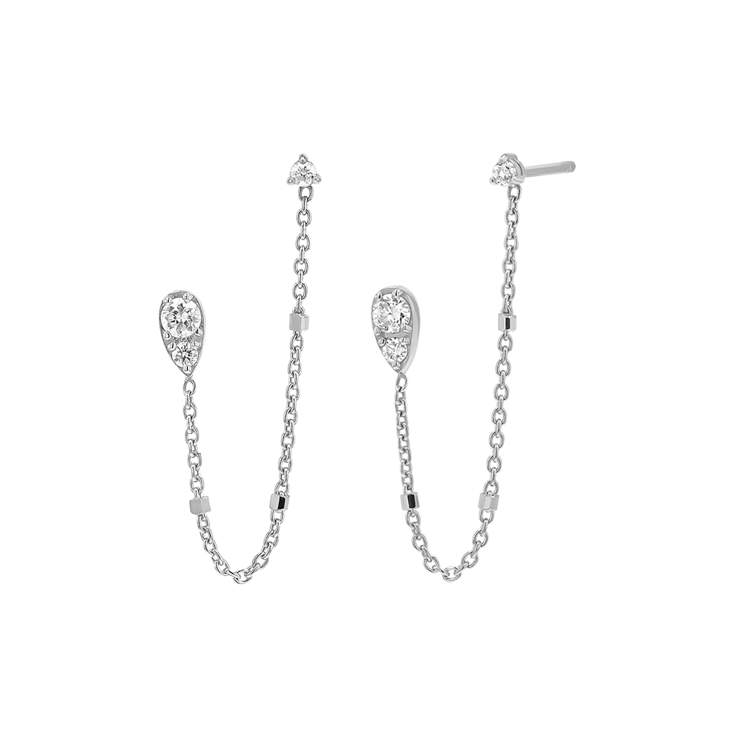 Diamond Pear Chain Duo Stud Earrings