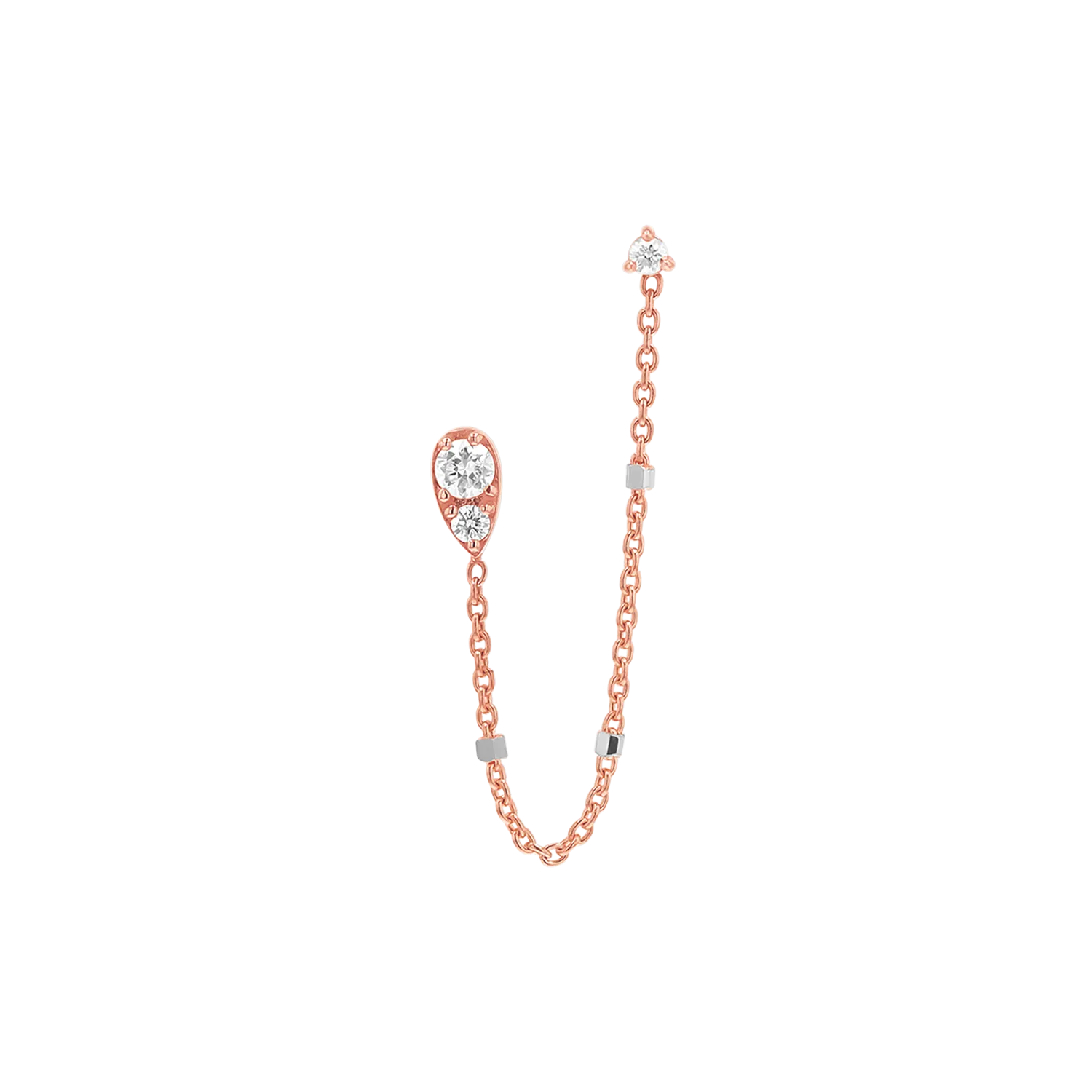 Diamond Pear Chain Duo Stud Earrings