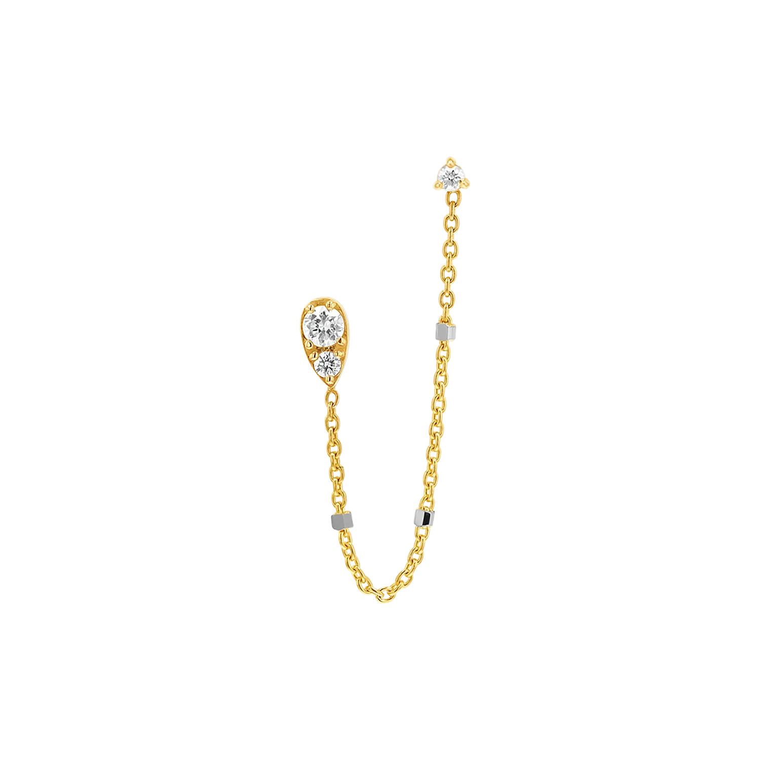 Diamond Pear Chain Duo Stud Earrings