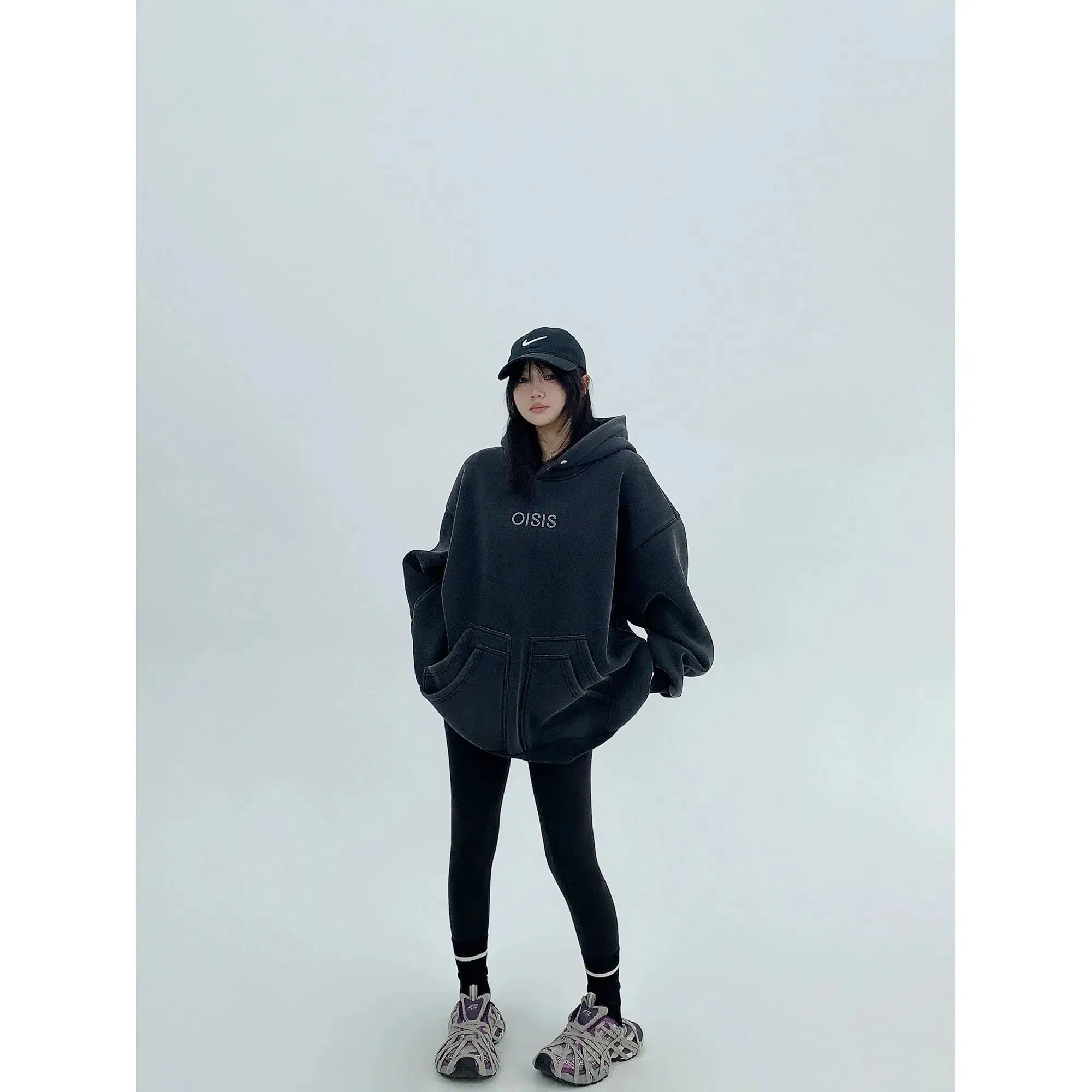 Distressed Embroidery Plush Hoodie