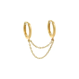 Double Chain Huggie Earring 14K