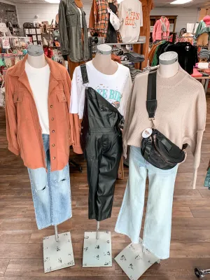 Edgy Action Faux Leather Overalls