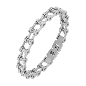 Edgy Biker Motorcycle Chain Black Silver Stainless Steel Men's Bracelet