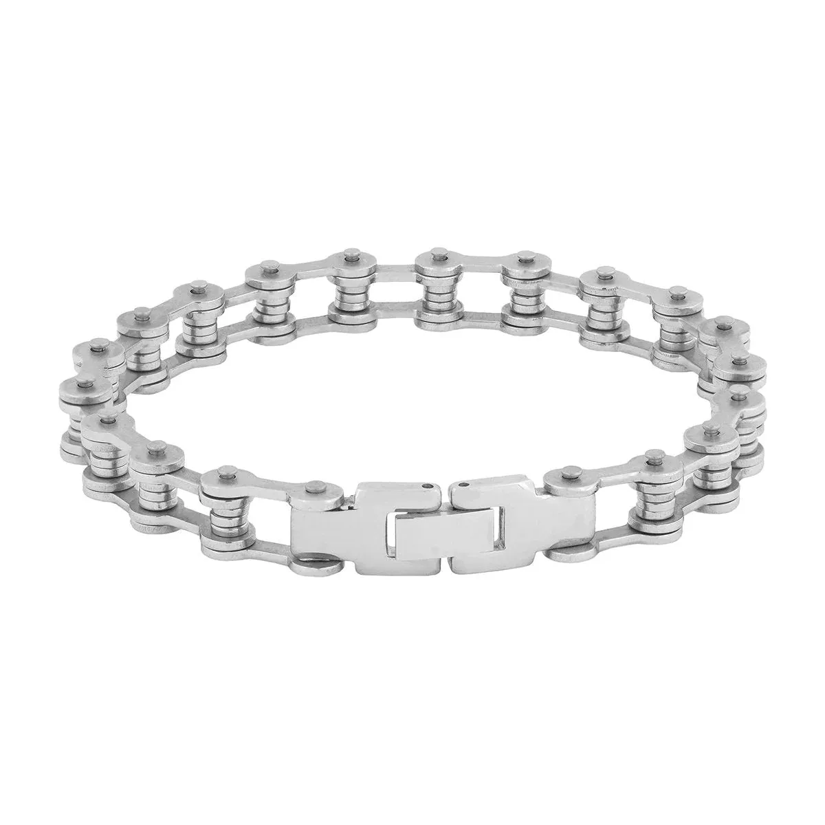 Edgy Biker Motorcycle Chain Black Silver Stainless Steel Men's Bracelet