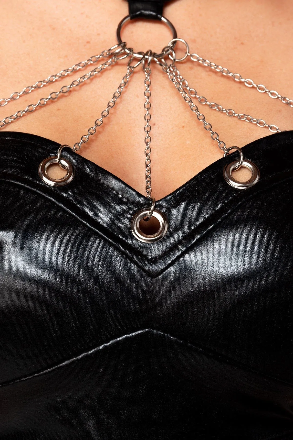 Edgy Chain Mini Skirt & Top Set
