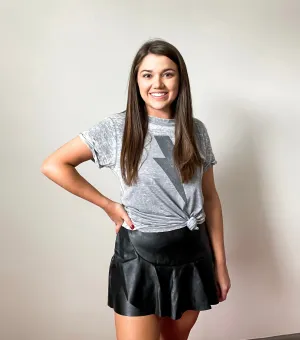 Edgy Faux Leather Skort
