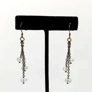 Edgy Petal - Earrings - Triple Chain Drop (Green Amethyst)