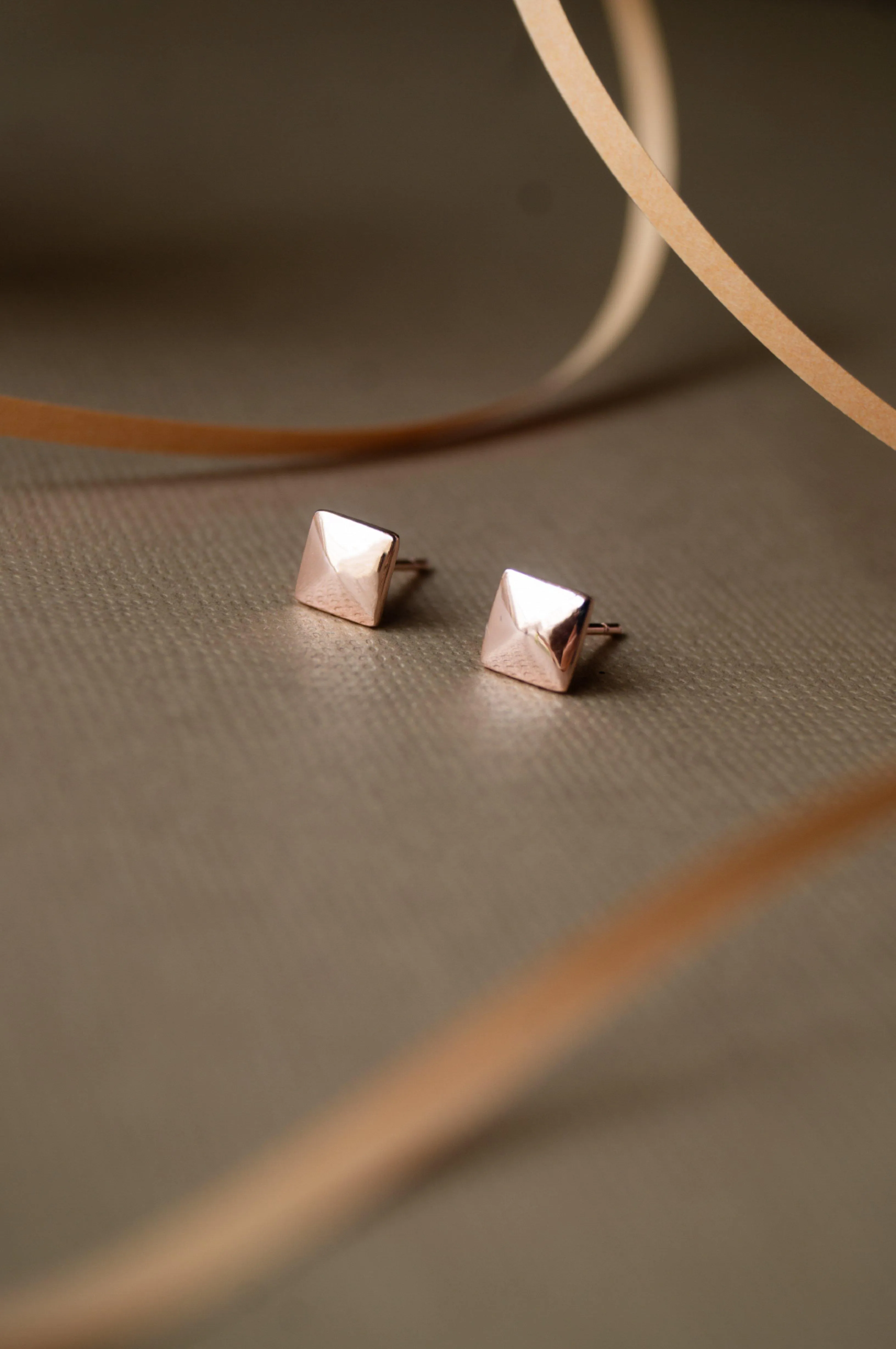 Edgy Pyramid Sterling Silver Mini Stud Earrings