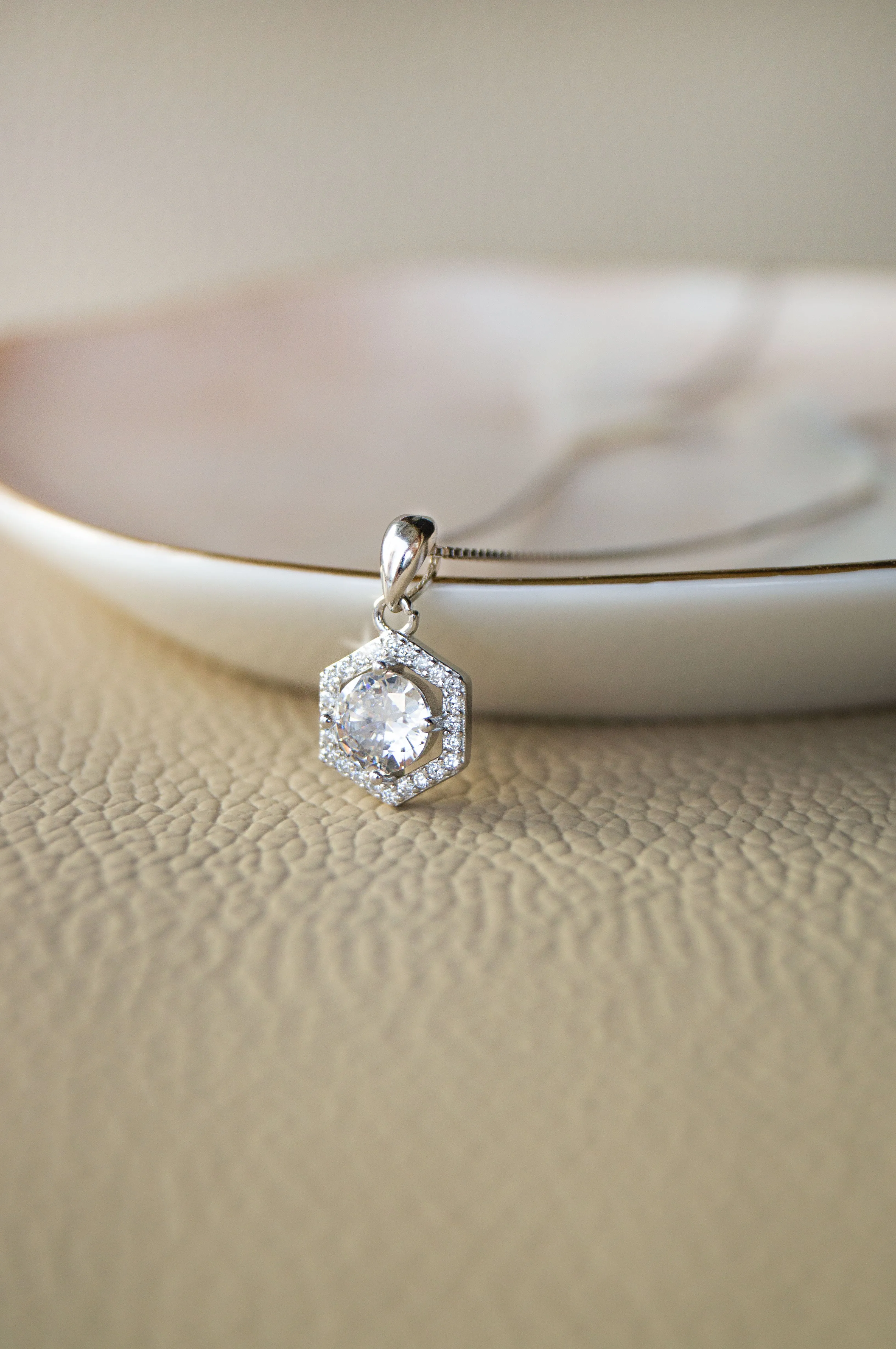 Edgy Solitaire Sterling Silver Pendant