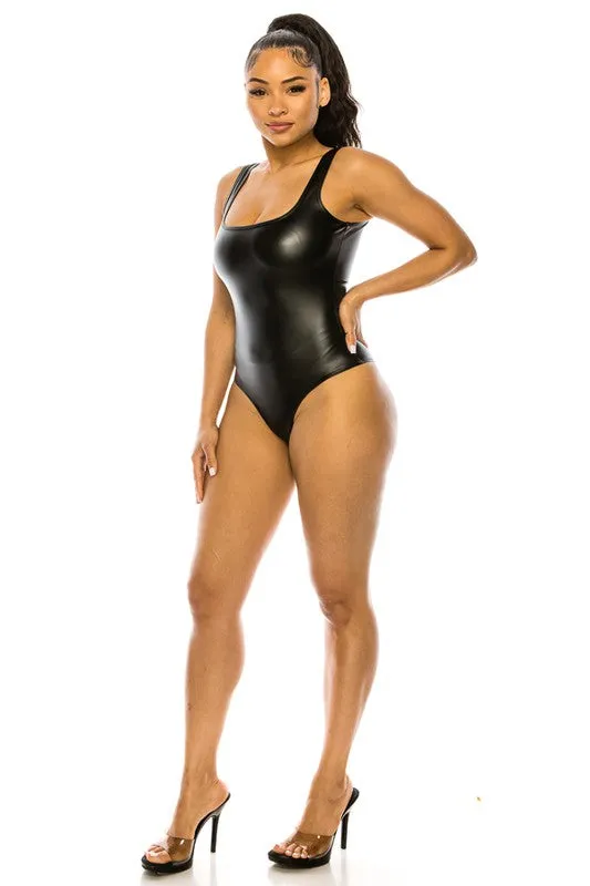 FAUX LEATHER TANK BODYSUIT