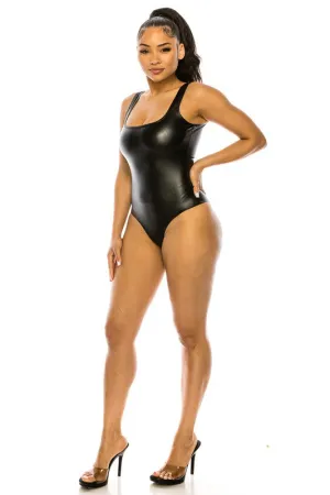 FAUX LEATHER TANK BODYSUIT
