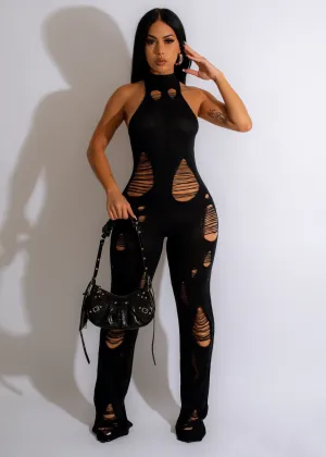 Favorite Feeling Crochet Jumpsuit Black