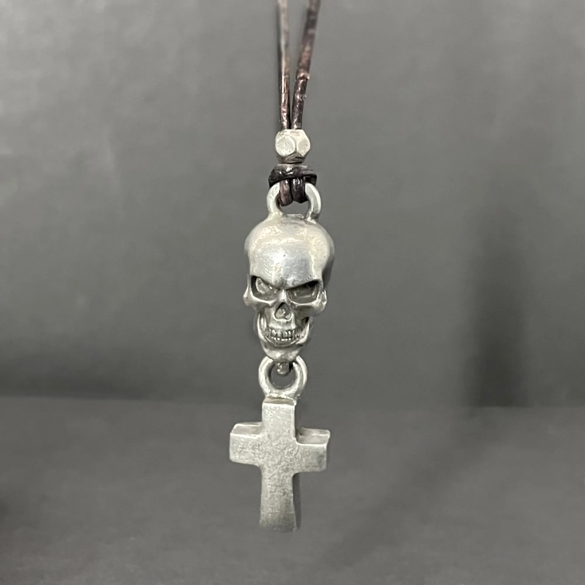 Fierce Skull and Cross Leather Necklace