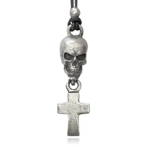 Fierce Skull and Cross Leather Necklace