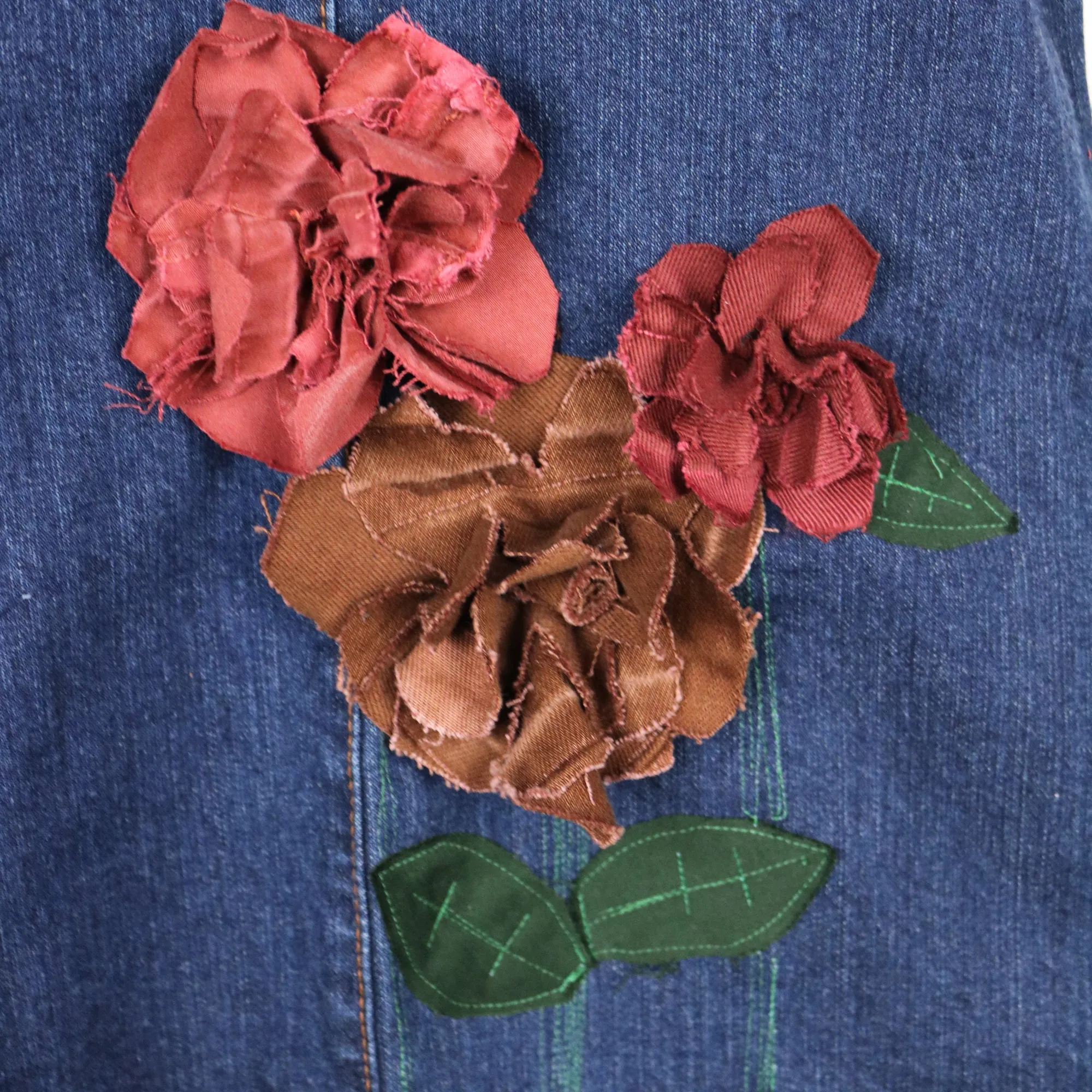 Flowerchild - Upcycled Denim Dress with 3D flowers