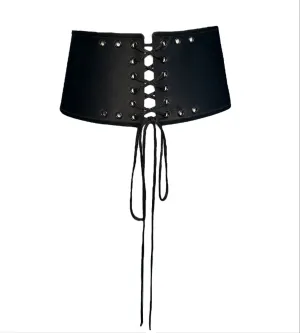 Giorgio Armani Black Lace Up Corset Cummerbund Belt