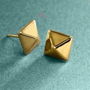 Gold Pyramid Studs