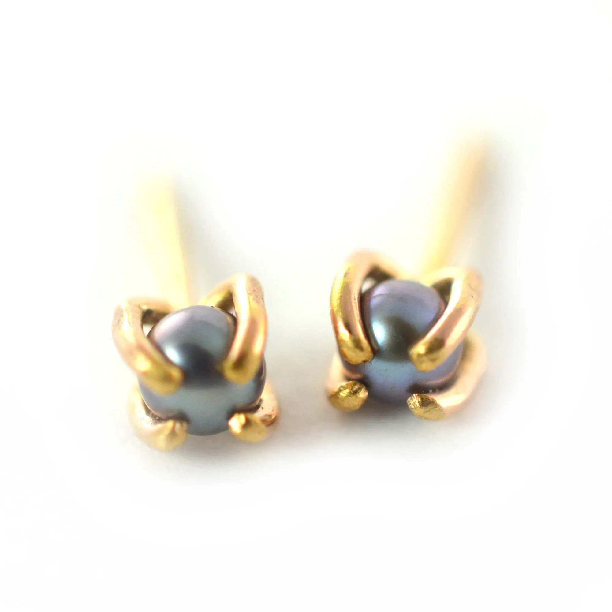 Gray Pearl Stud Earrings