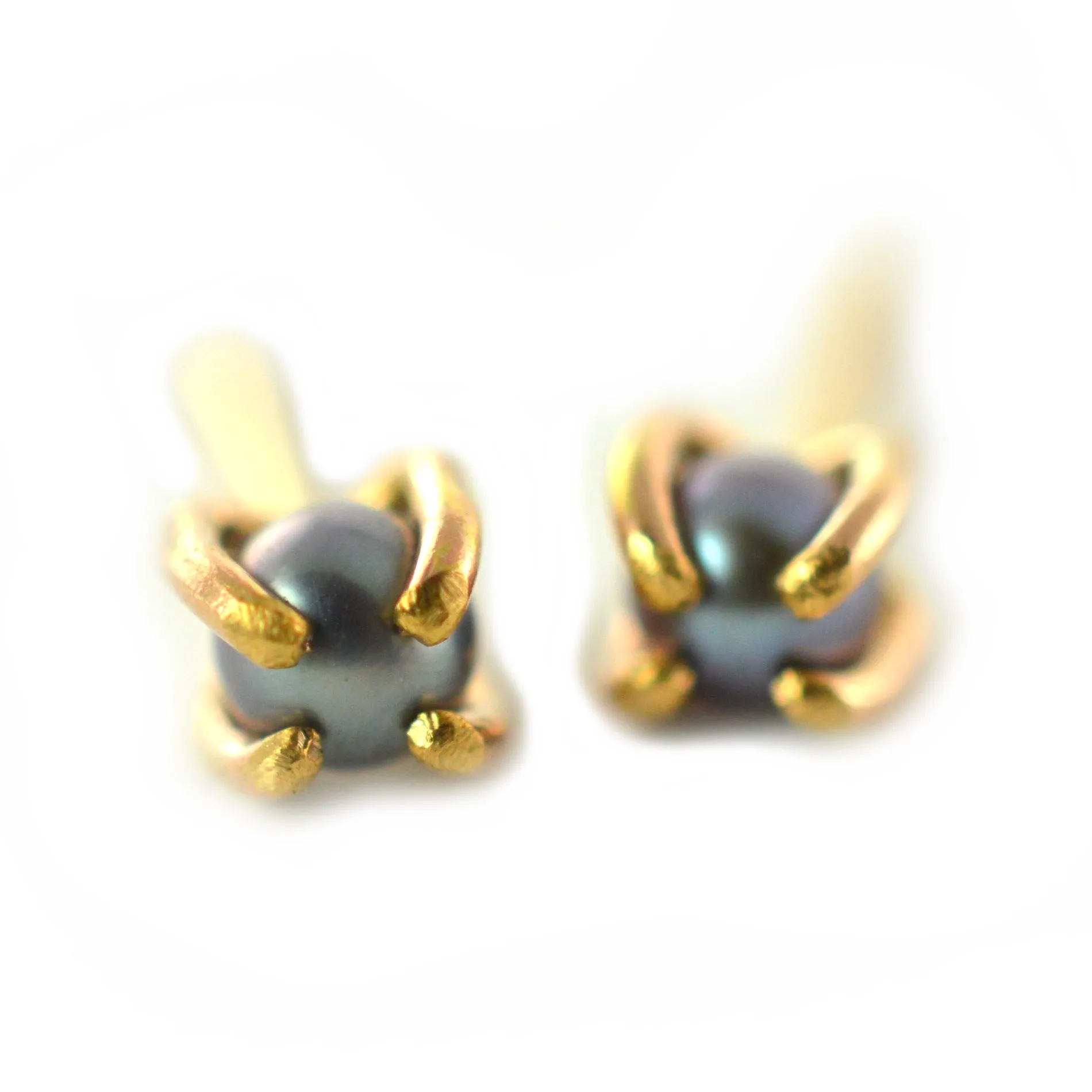 Gray Pearl Stud Earrings