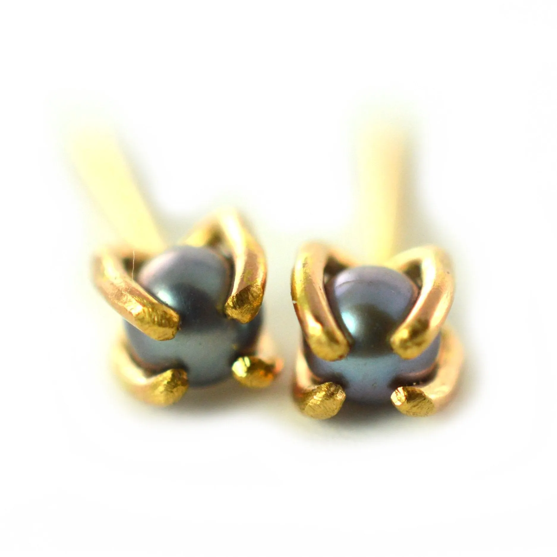 Gray Pearl Stud Earrings