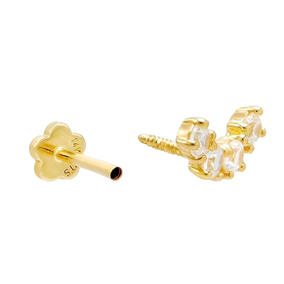 Half Circle Threaded Stud Earring 14K
