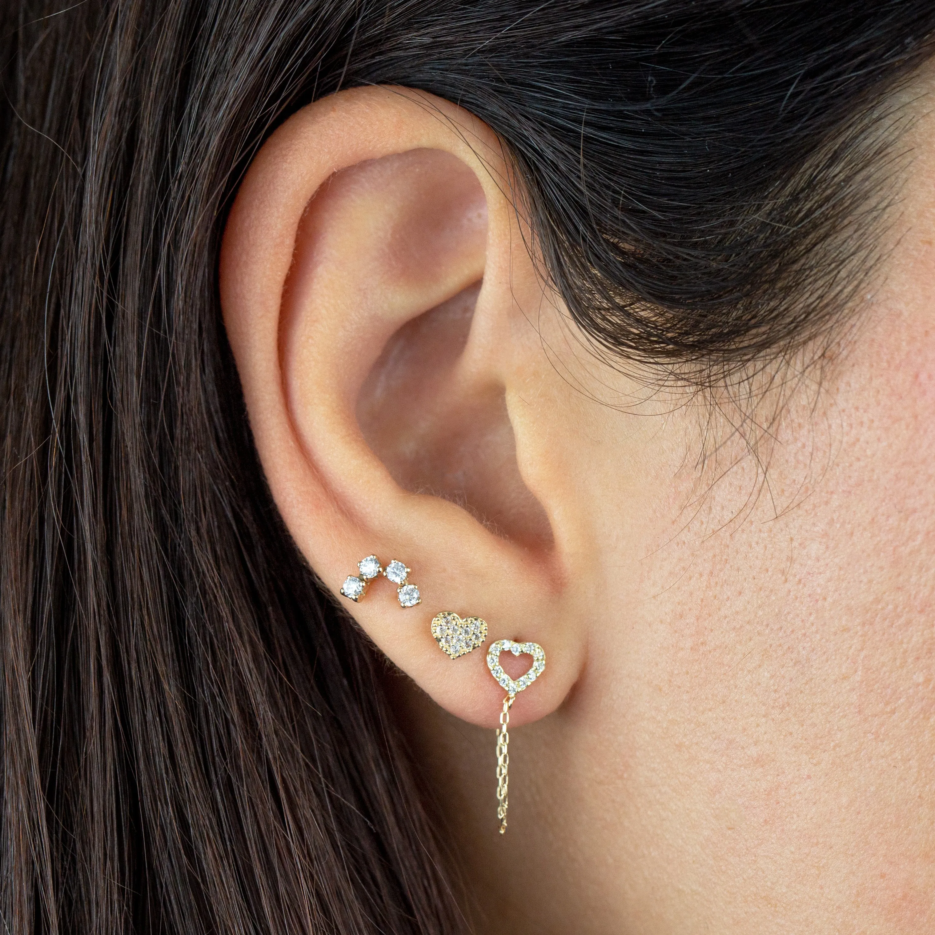 Half Circle Threaded Stud Earring 14K