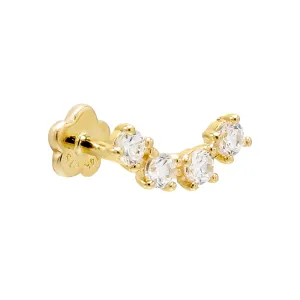 Half Circle Threaded Stud Earring 14K