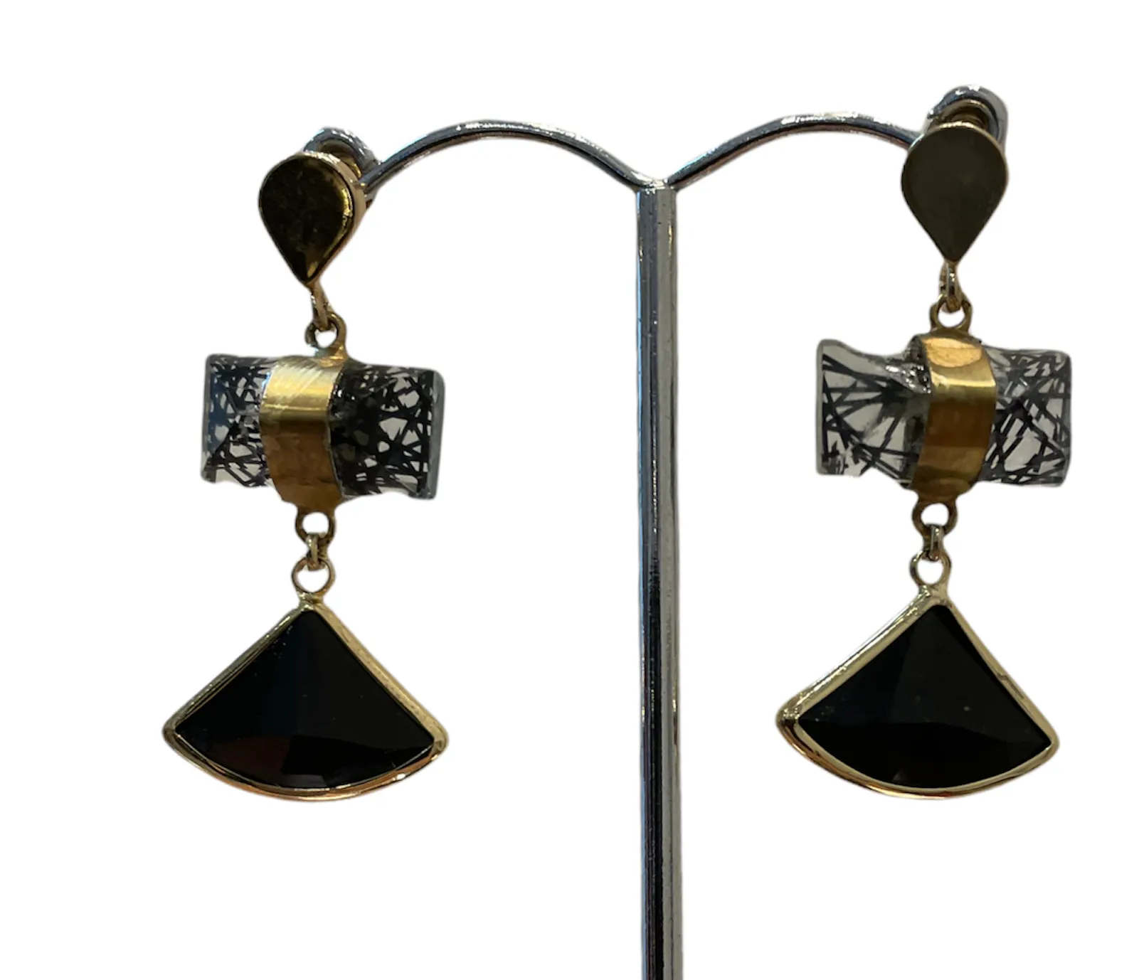 Handmade gemstone black onyx earring