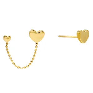 Heart Chain Stud Earring 14K
