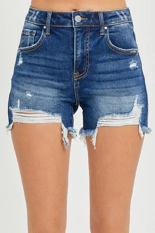 HIGH RISE DISTRESSED SHORTS