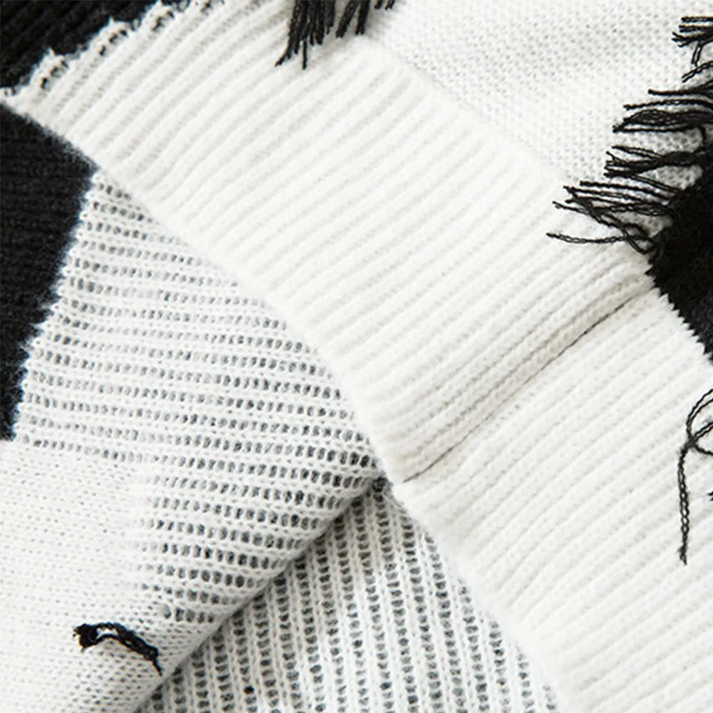 High Street Cross Hole Design Sweater