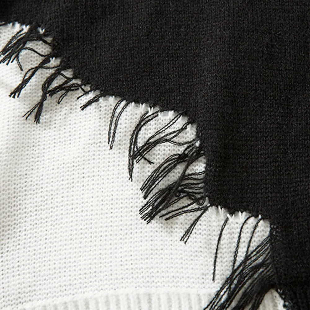 High Street Cross Hole Design Sweater
