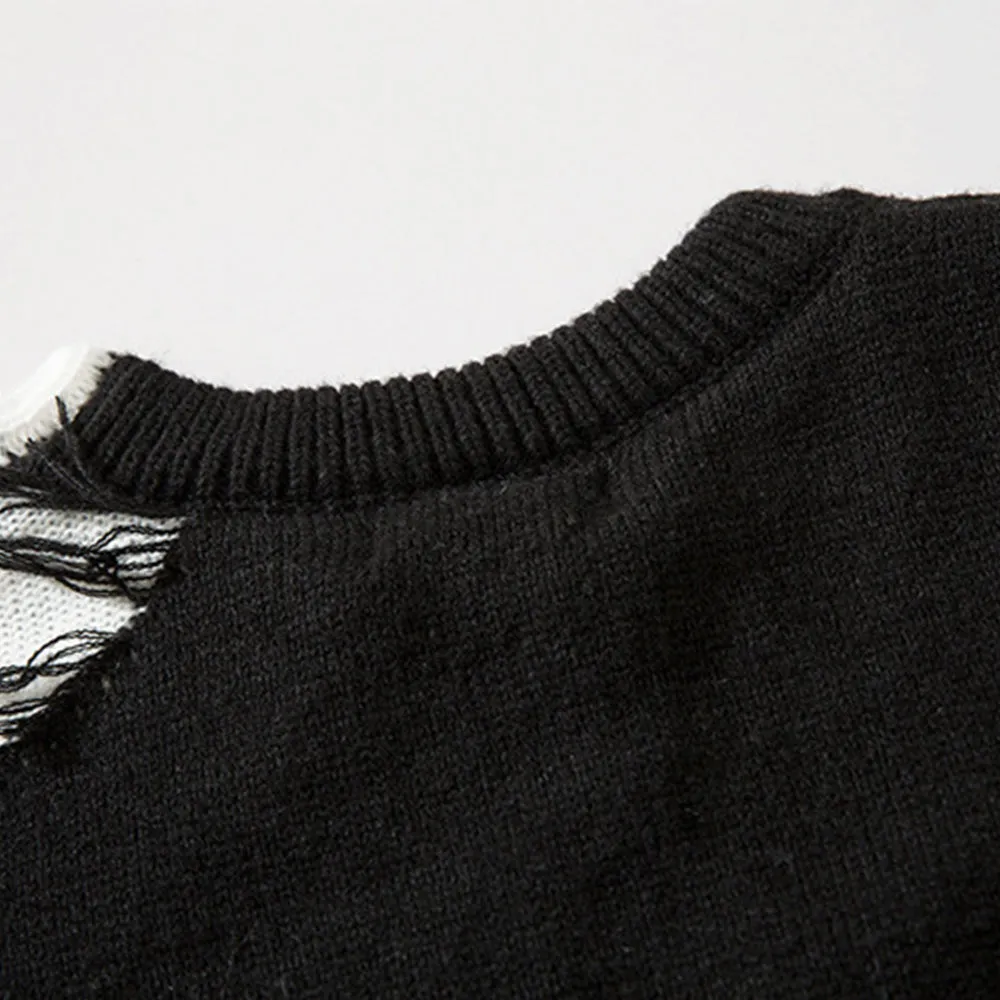 High Street Cross Hole Design Sweater