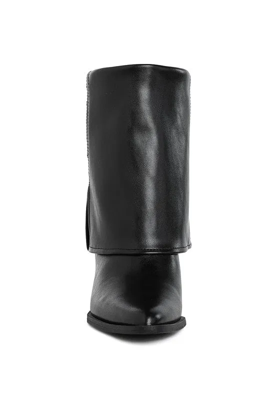 In the Moment- Stud Embellished Fold-over Ankle Boot