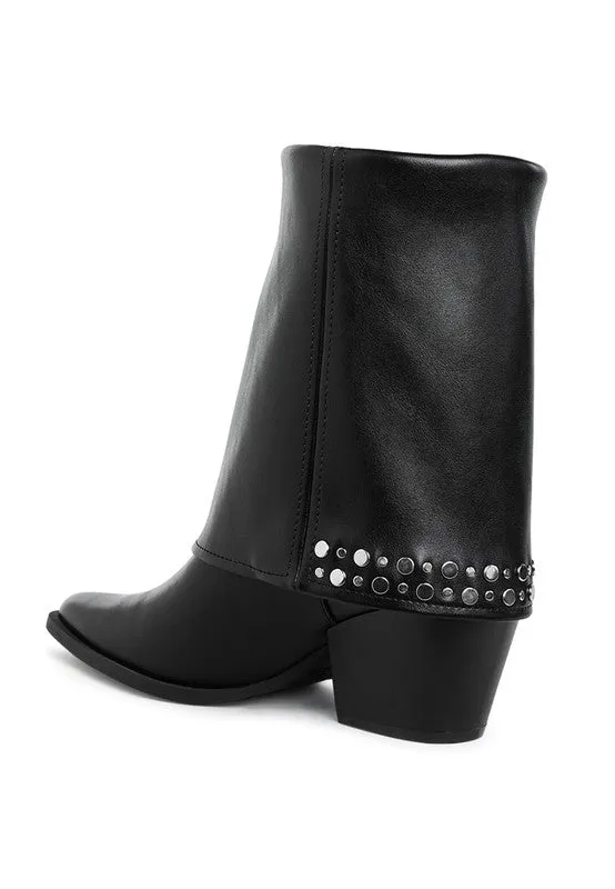 In the Moment- Stud Embellished Fold-over Ankle Boot