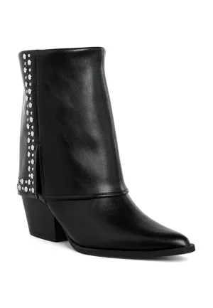 In the Moment- Stud Embellished Fold-over Ankle Boot