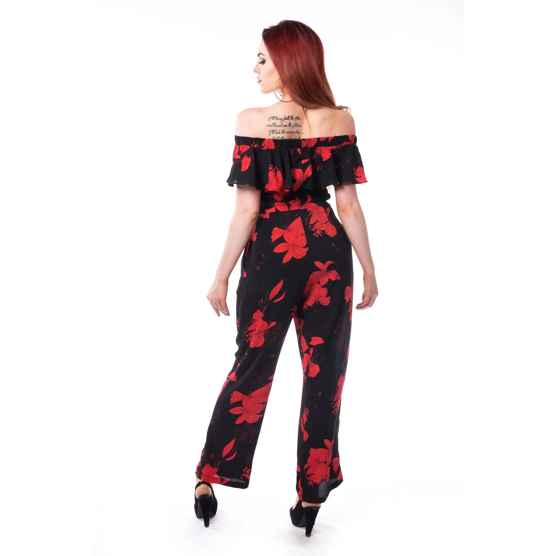 INNOCENT LIFESTYLE MILJA JUMPSUIT - BLACK/RED