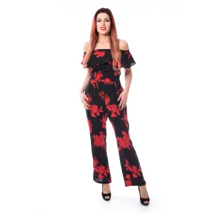 INNOCENT LIFESTYLE MILJA JUMPSUIT - BLACK/RED