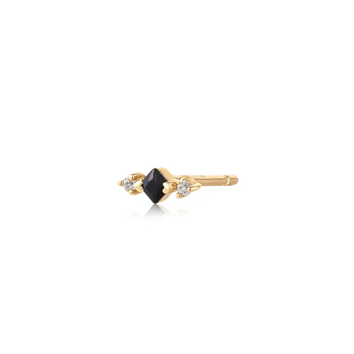 Kim | Black Spinel and White Sapphire Stud Earring