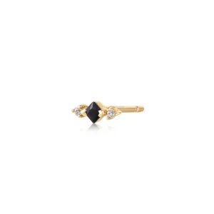 Kim | Black Spinel and White Sapphire Stud Earring