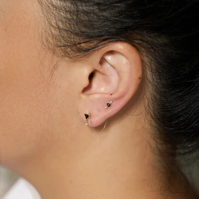 Kim | Black Spinel and White Sapphire Stud Earring