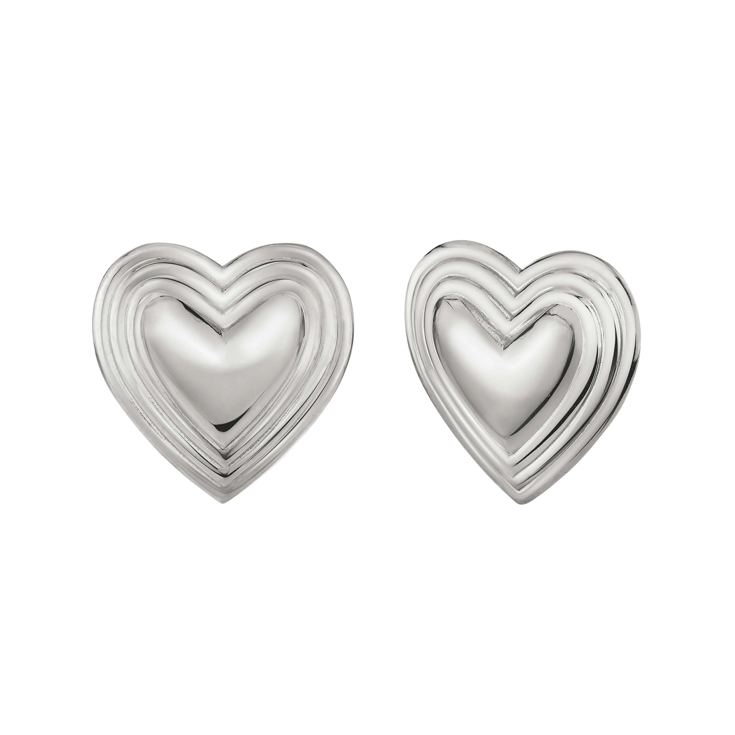 Large Grooved Heart Studs