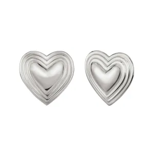 Large Grooved Heart Studs